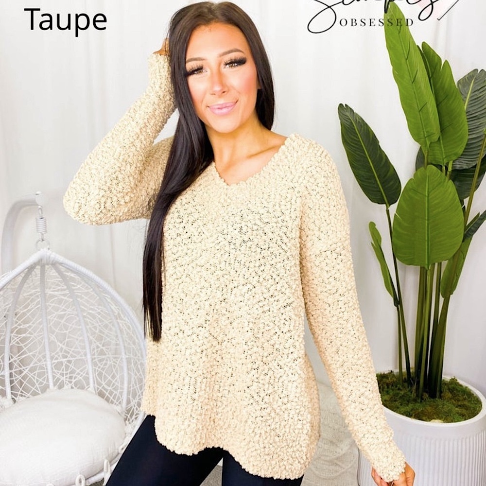 🍒BOGO50%🍒🆕💛ZENANA PREMIUM: TAUPE Crazy Soft Popcorn Sweater SMALL